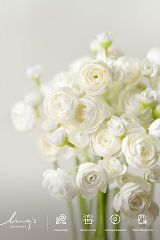 Ling's moment wedding centerpiece idea using ivory ranunculus for lasting decor