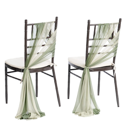 Ling's moment sage milky green wedding chair sash adds romantic aisle drama.