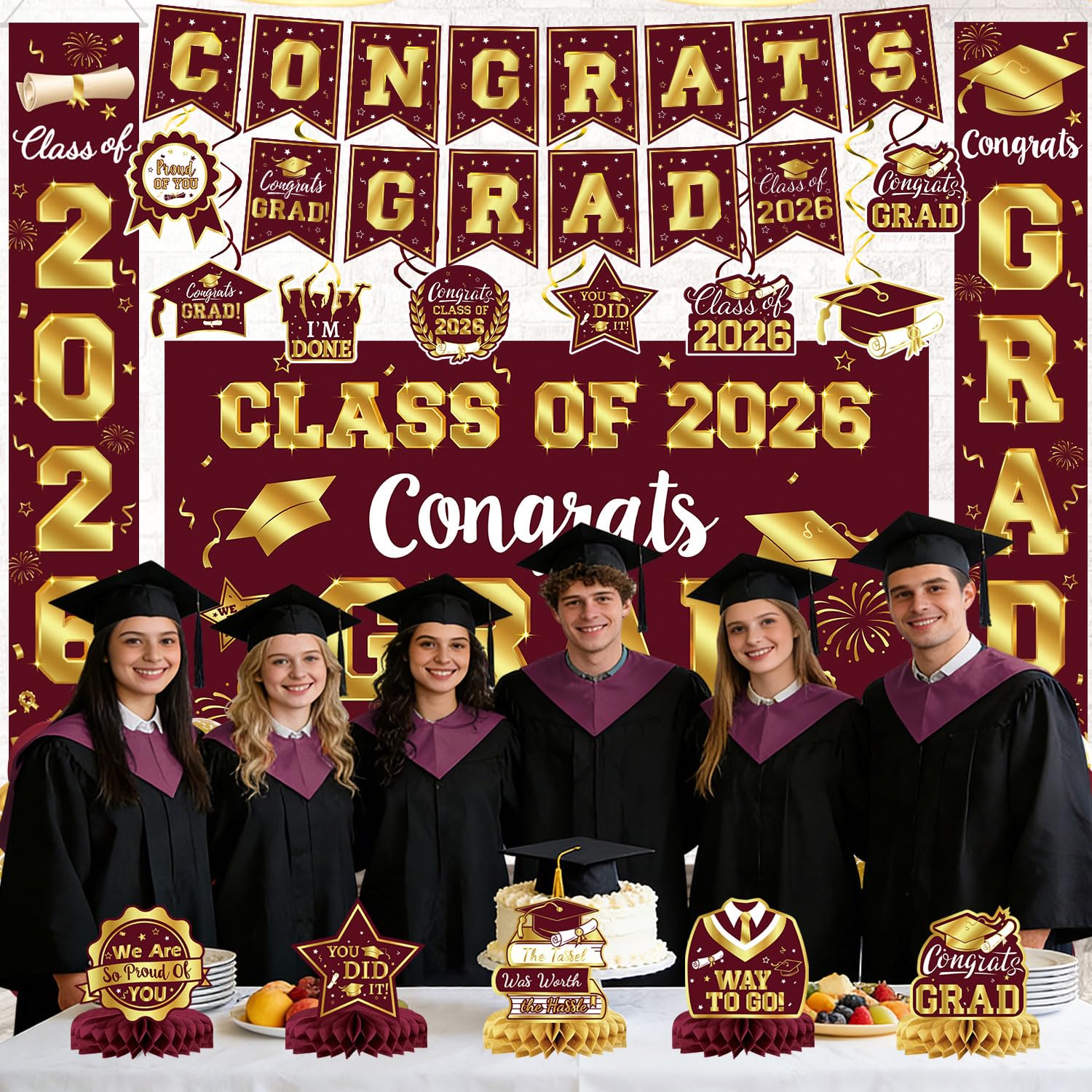 LINHAXM balloons with Congrats Grad elevate the party atmosphere
