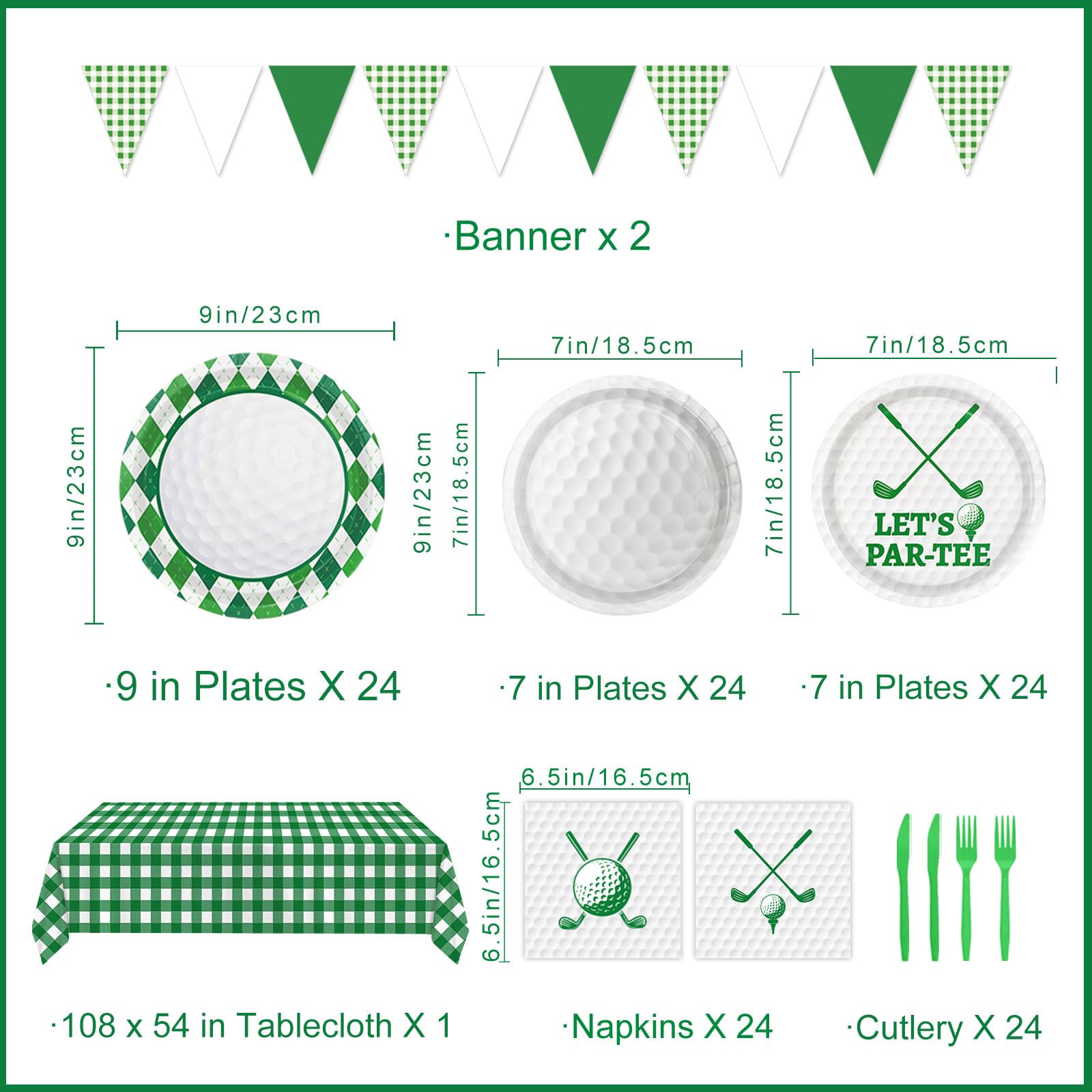 LINHAXM golf party plates 7in ideal for dessert courses