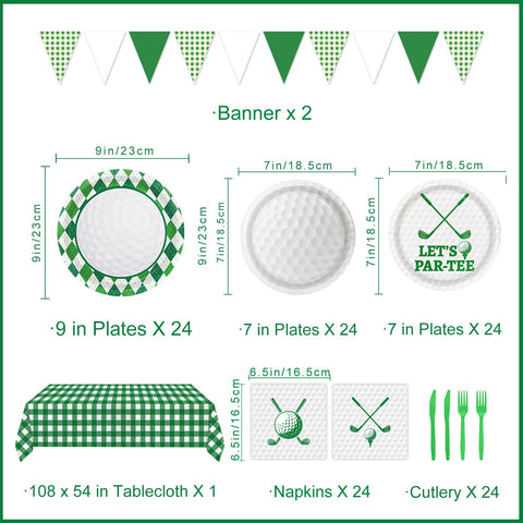 LINHAXM golf party plates 7in ideal for dessert courses