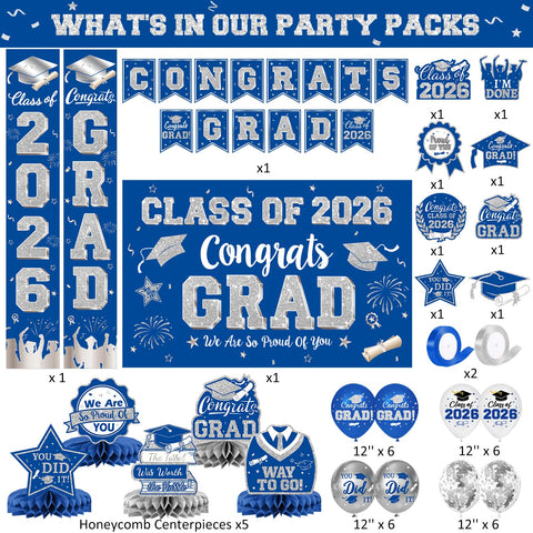 LINHAXM graduation backdrop in blue-silver tones enhances photos