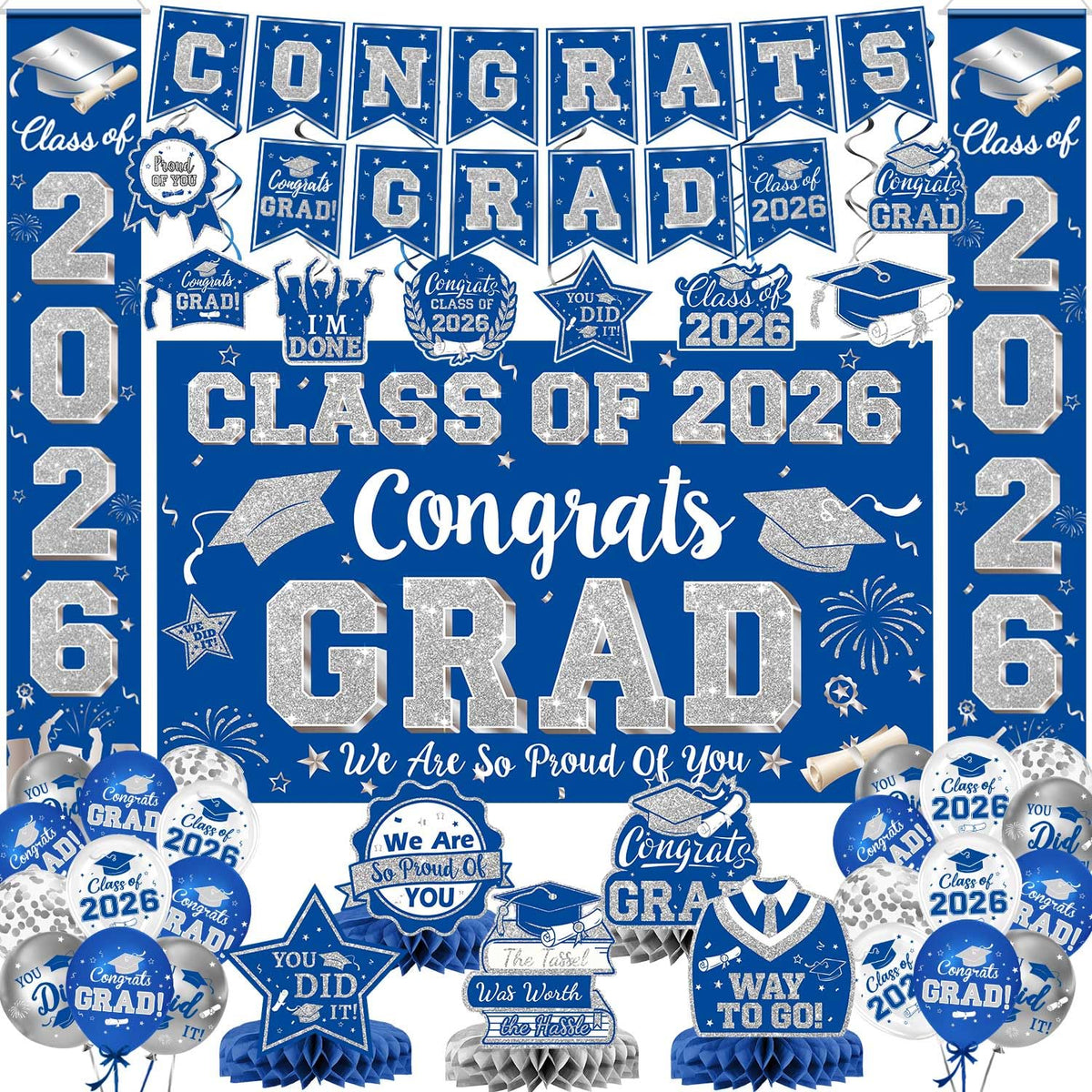 LINHAXM graduation banner backdrop for a polished Class of 2026 photo wall