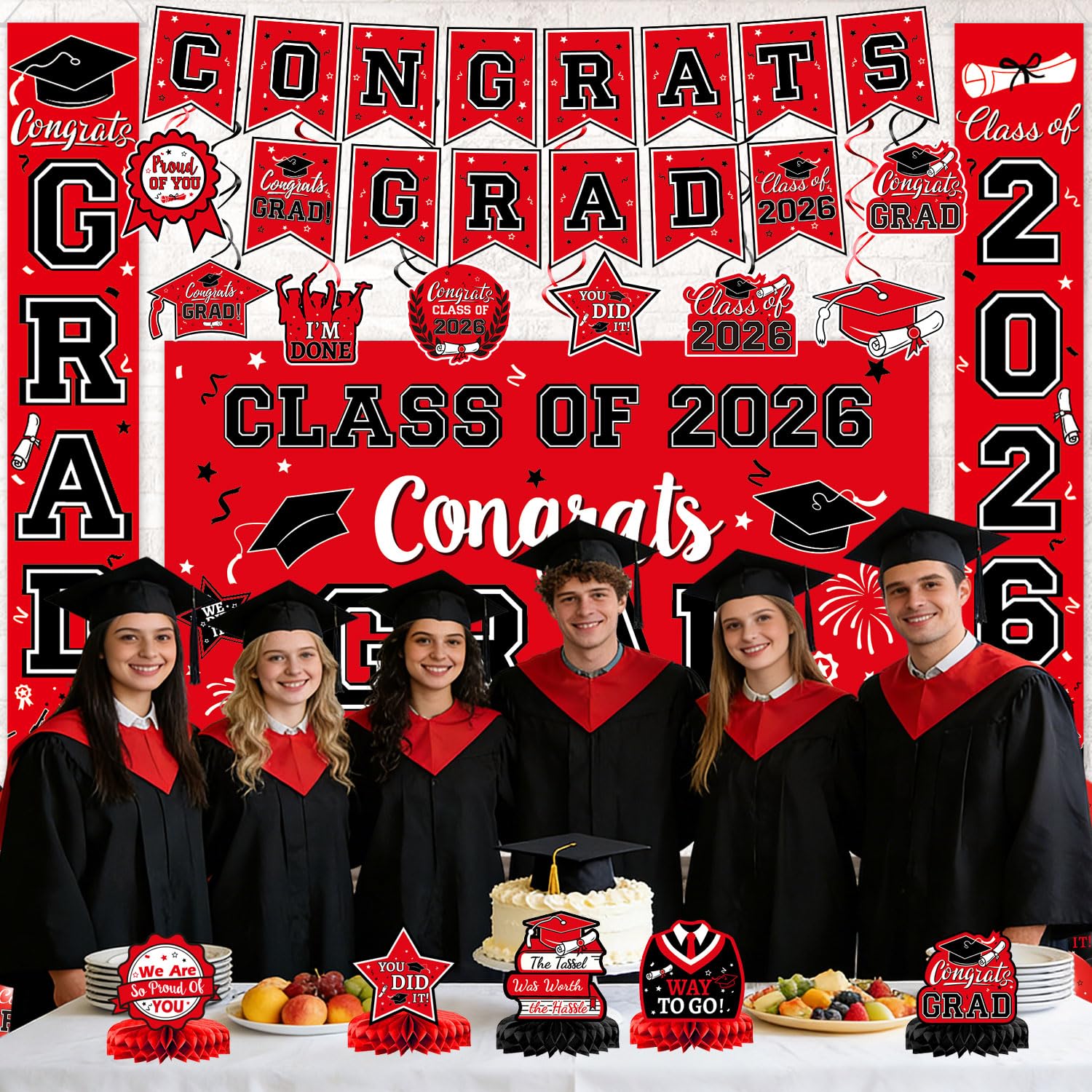 LINHAXM graduation decor kit—complete set for cohesive party styling.