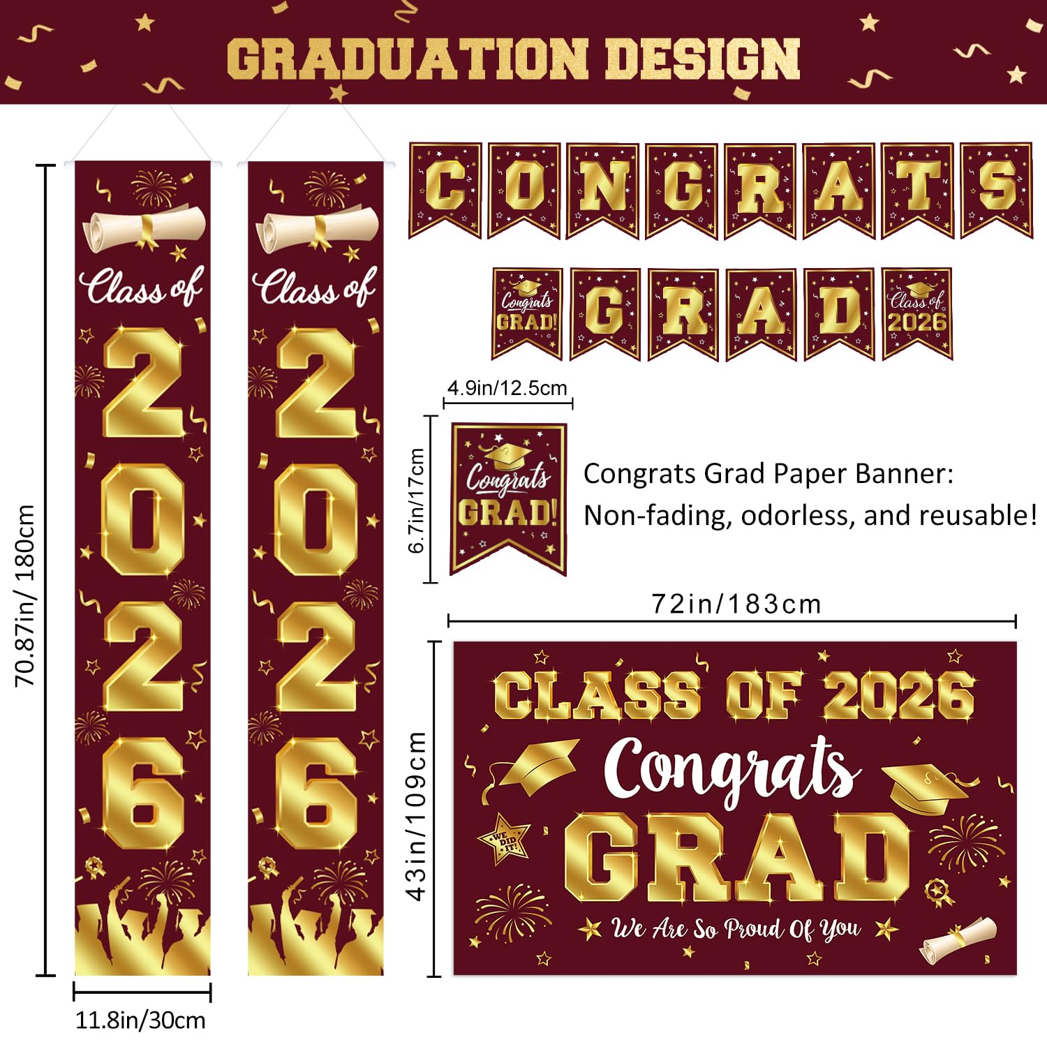 LINHAXM hanging swirls add color and movement to the graduation setup