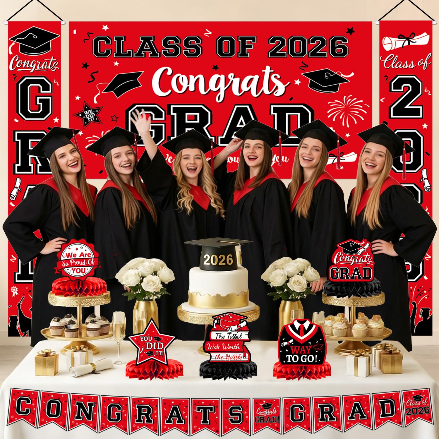 LINHAXM honeycomb centerpieces—eye-catching tabletop decor for class of 2026.