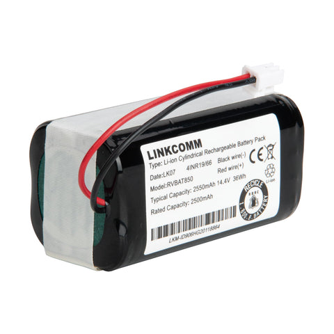 LINKCOMM RVBAT850 battery pack inside view demonstrating plug-in replacement.
