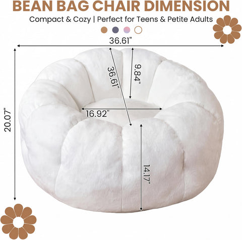 LinkRomat Flower Bean Bag Chair in a dorm room showing compact, space-saving seating.