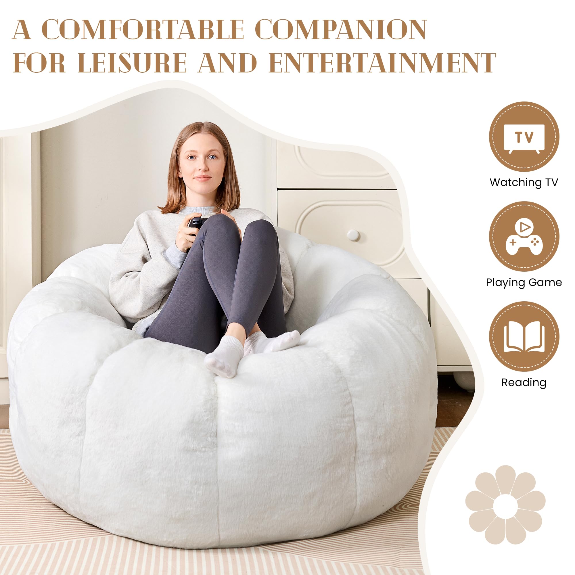 LinkRomat Lightweight plush seating easily moves for movie nights or gaming.