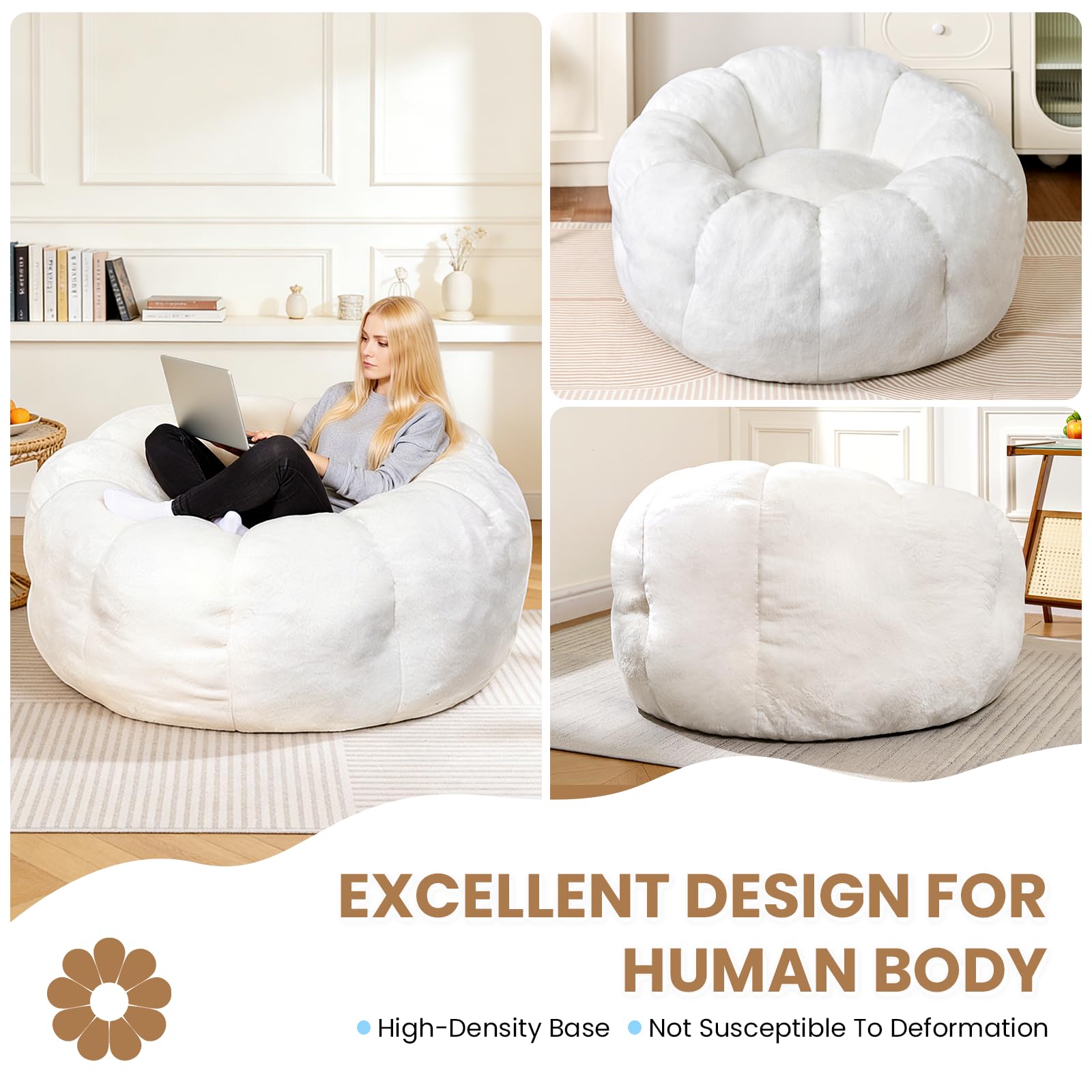 LinkRomat Memory foam-filled bean bag chair contours to your body for comfortable lounging.