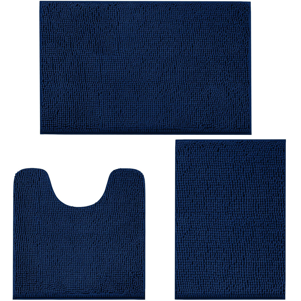 LINLA 3 piece navy bath rug set small rug detail for soft underfoot comfort