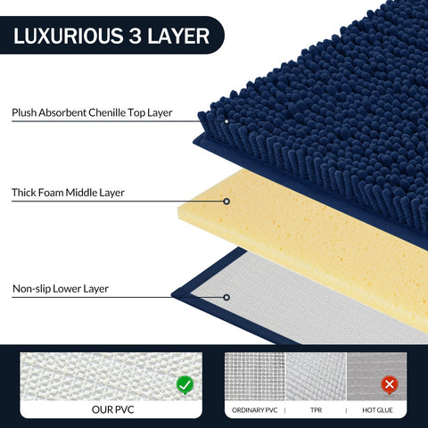 LINLA absorbent bathroom mat set quick dry fibers to keep floors dry