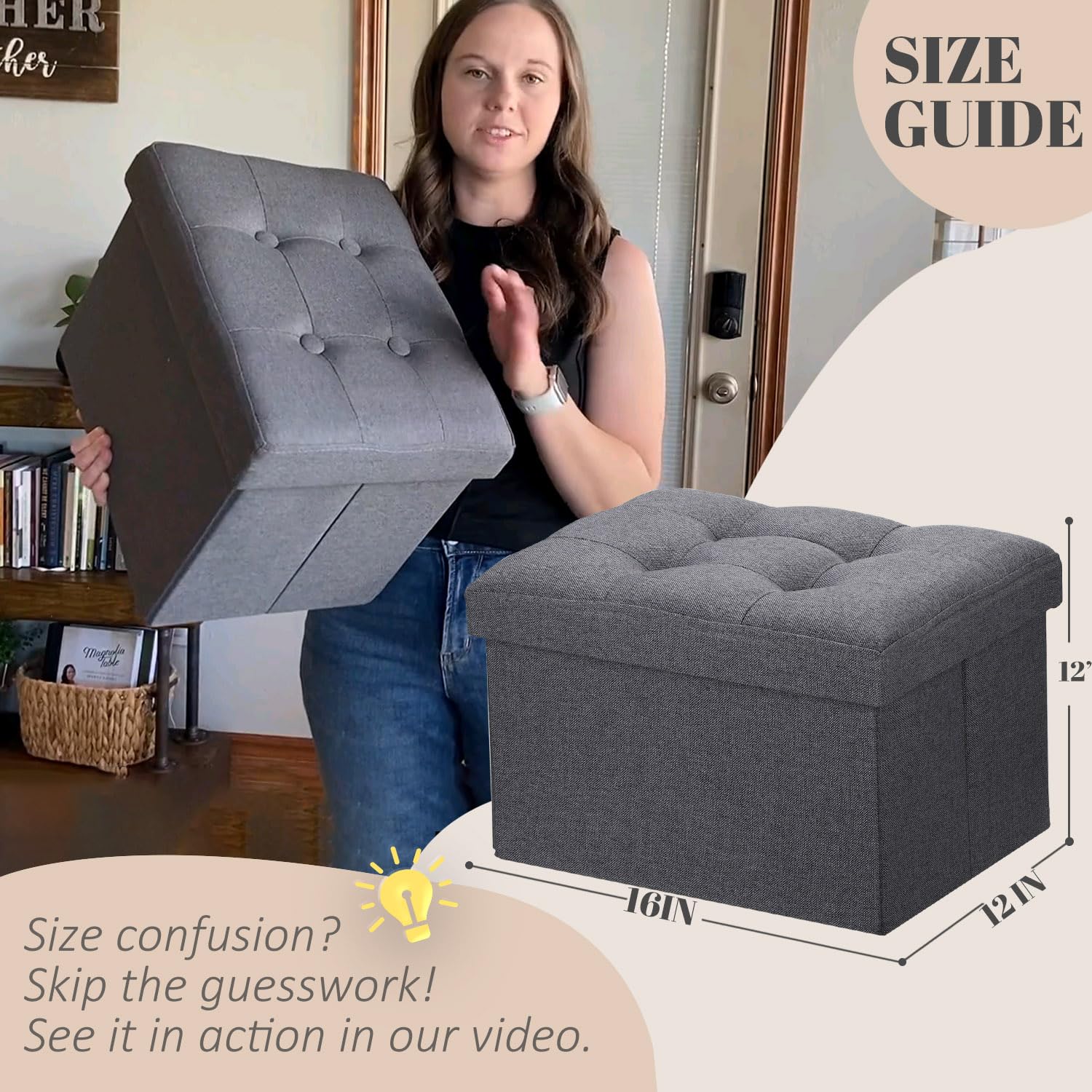 LINMAGCO foldable under-desk footrest and seat in modern gray fabric
