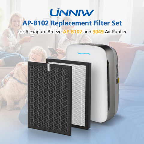LINNIW AP-B102 HEPA filter close-up capturing fine particles for clean air.