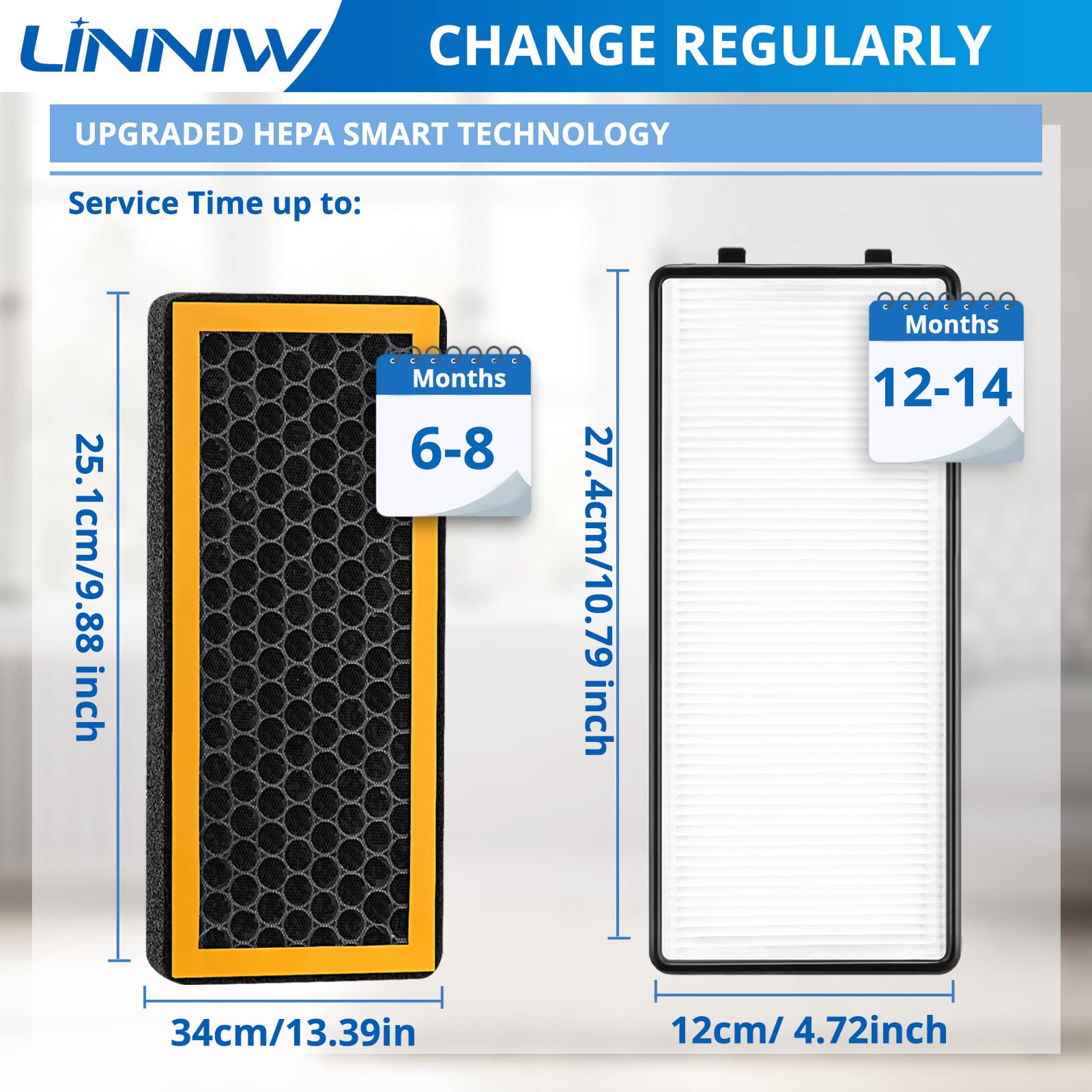 LINNIW PetPlus filters install tool-free on compatible HoMedics purifiers.
