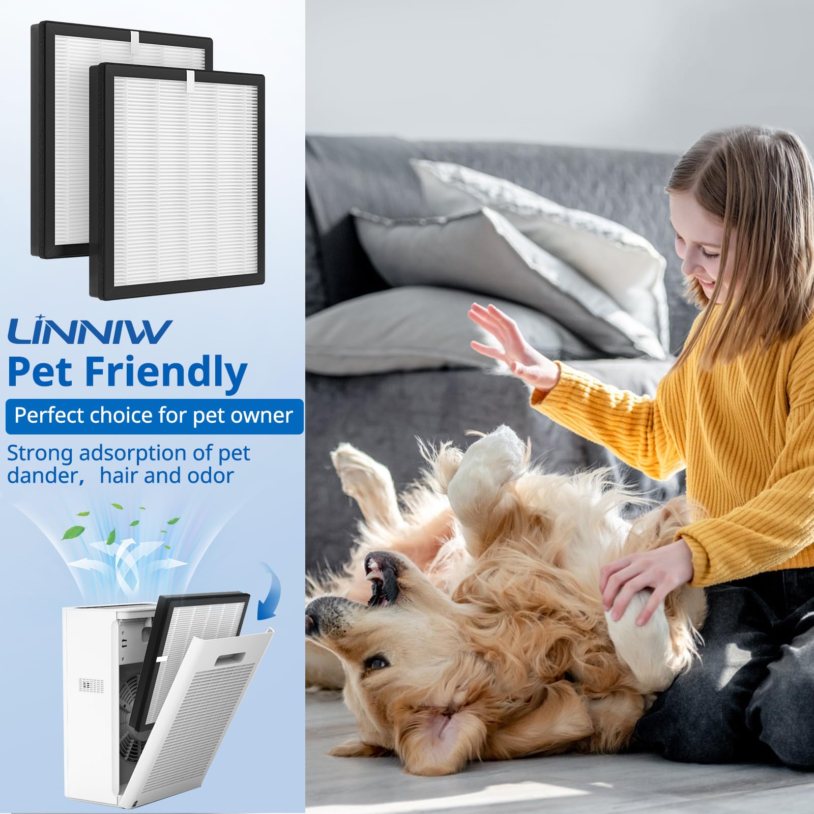 LINNIW G3 filter uses pet-friendly materials for households with animals