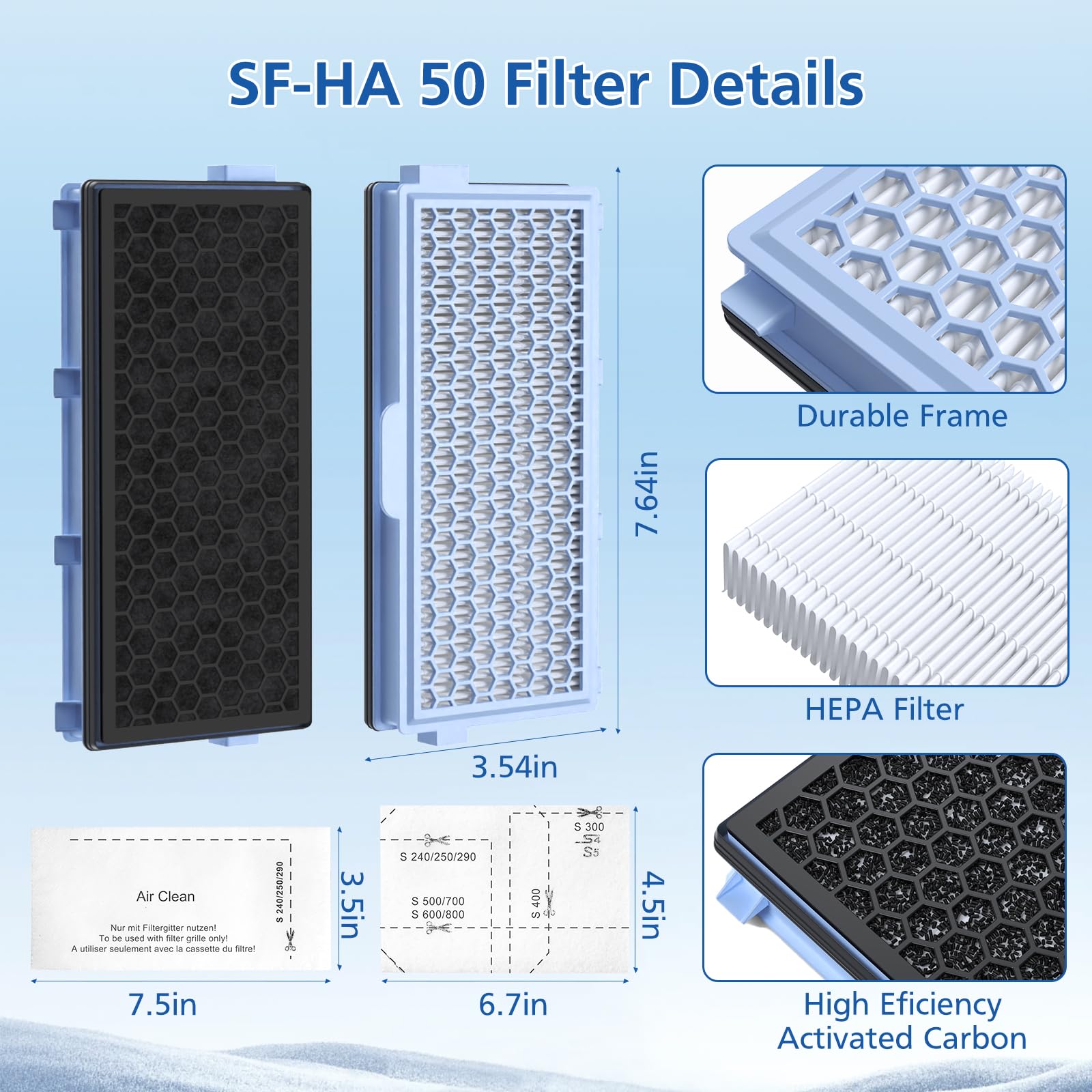 LINNIW HEPA filter close-up highlighting fine particle filtration.