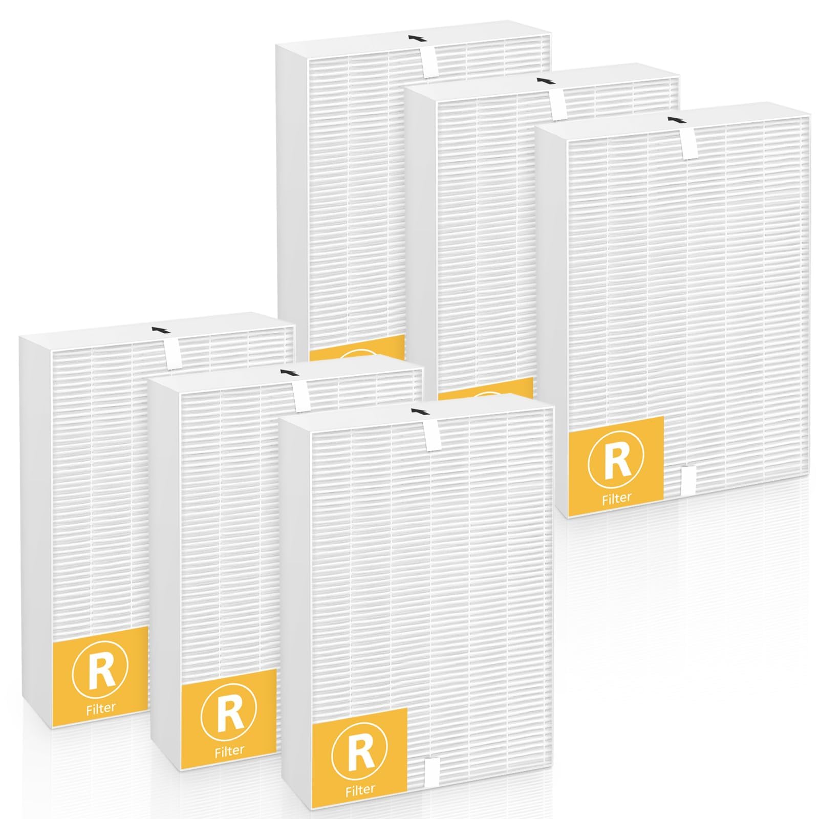 LINNIW HPA300 R six-pack filters for easy replacement and cleaner air.
