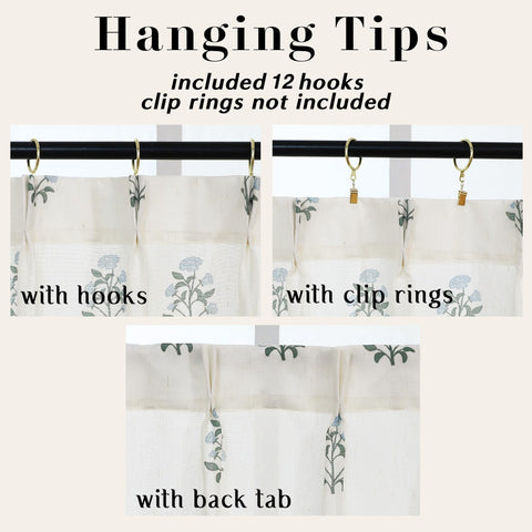 Lino Rosa three-way hanging options suit hooks, back tabs, or ring clips.