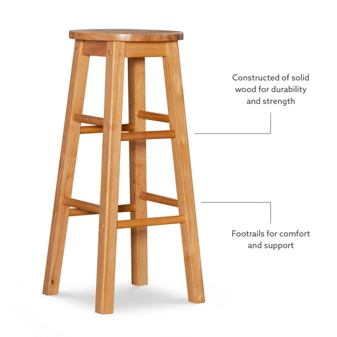 Linon barstool crisp natural finish complements a variety of interiors.