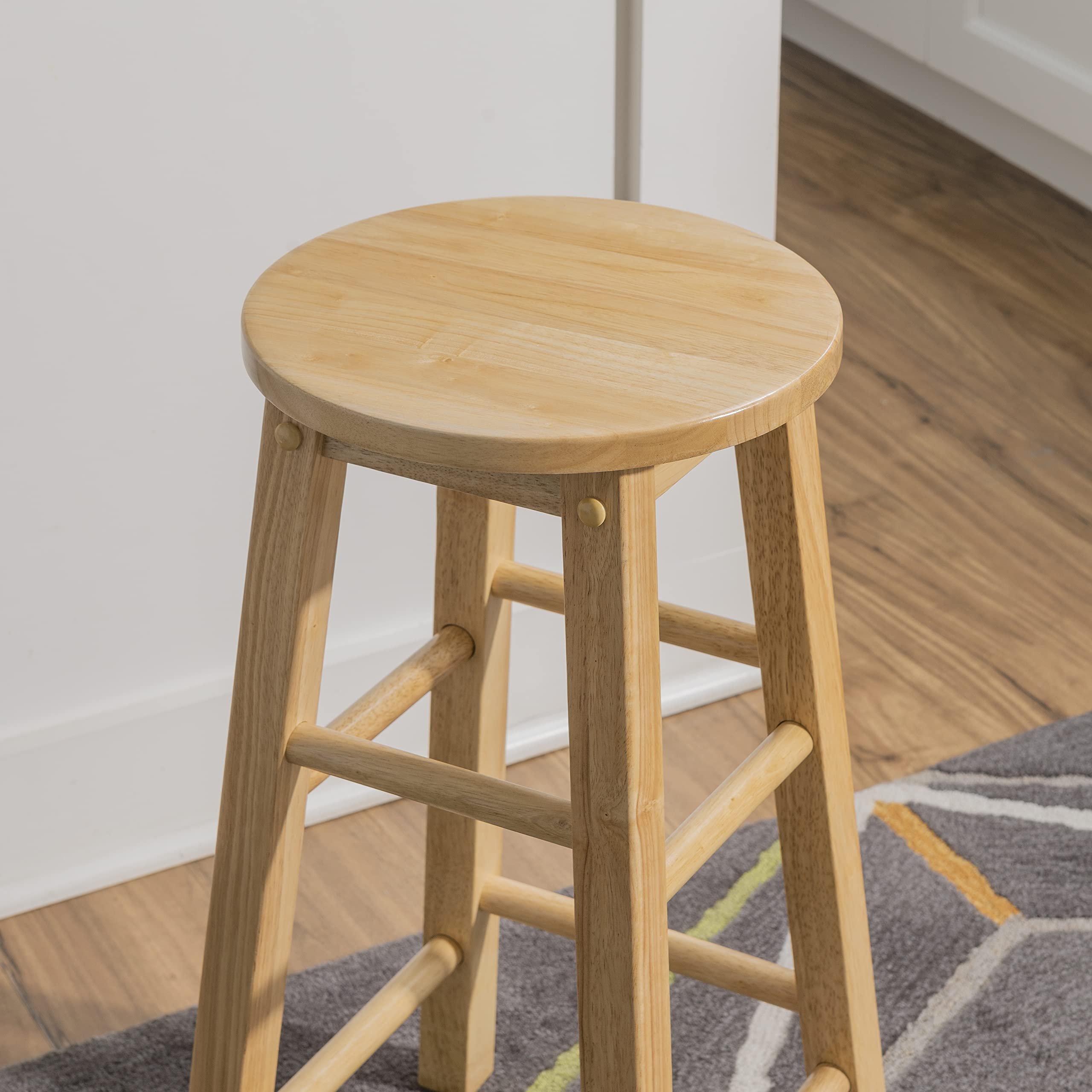 Linon barstool's durable construction supports everyday use.