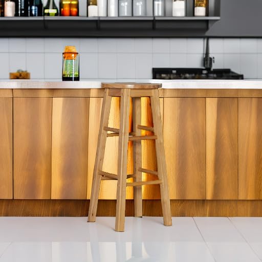 Linon barstool four-foot rails add stability and comfort.