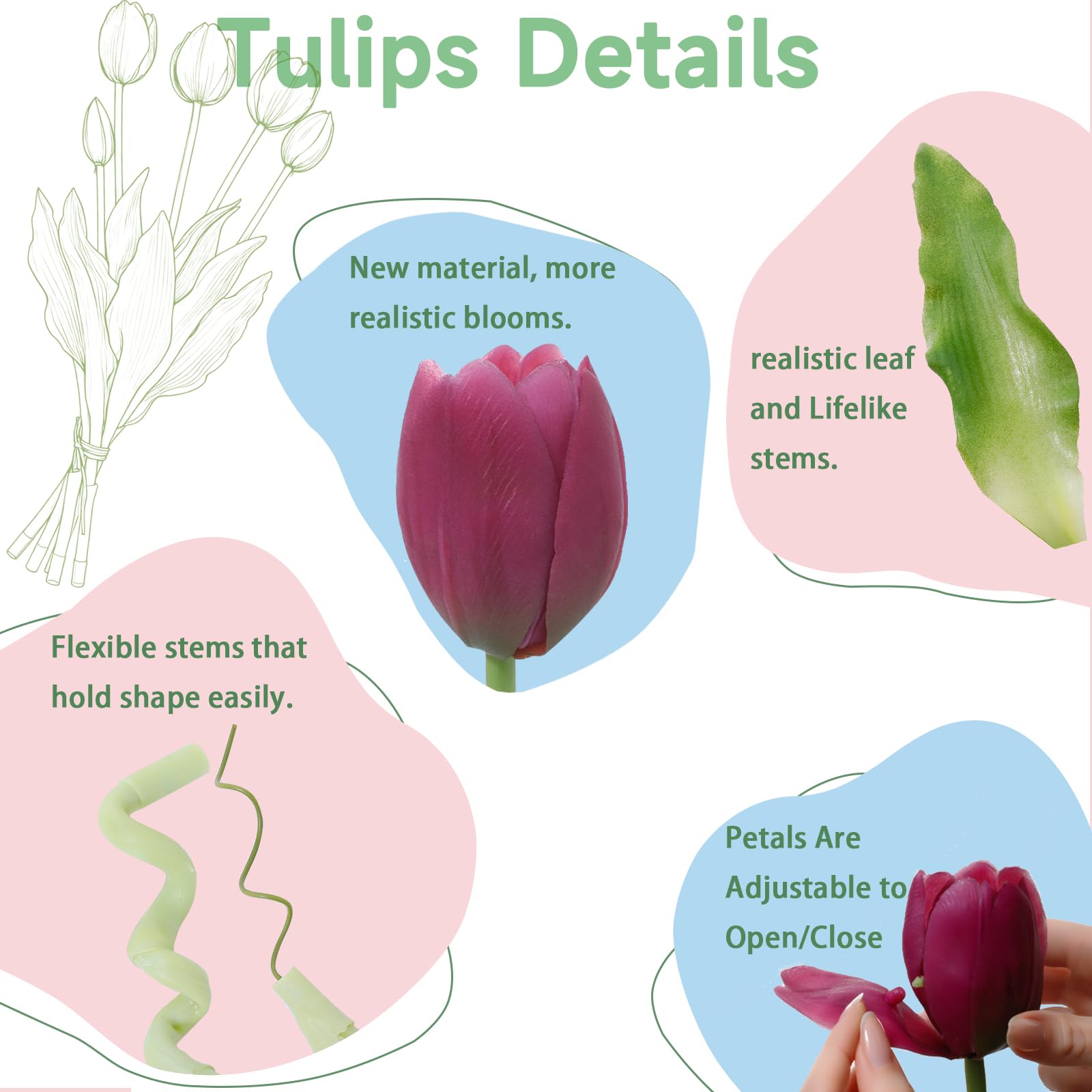 LINSIE 15-stem bouquet-tulips highlighting balanced proportions and lush heads