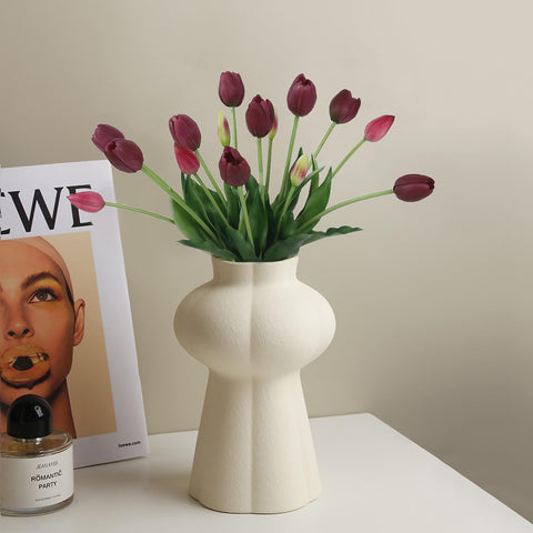 LINSIE dining room tulips adding color to table decor