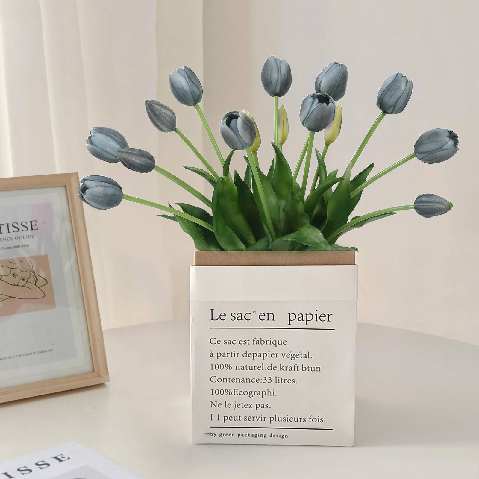 LINSIE orange tulips with flexible wired stems for custom shaping.