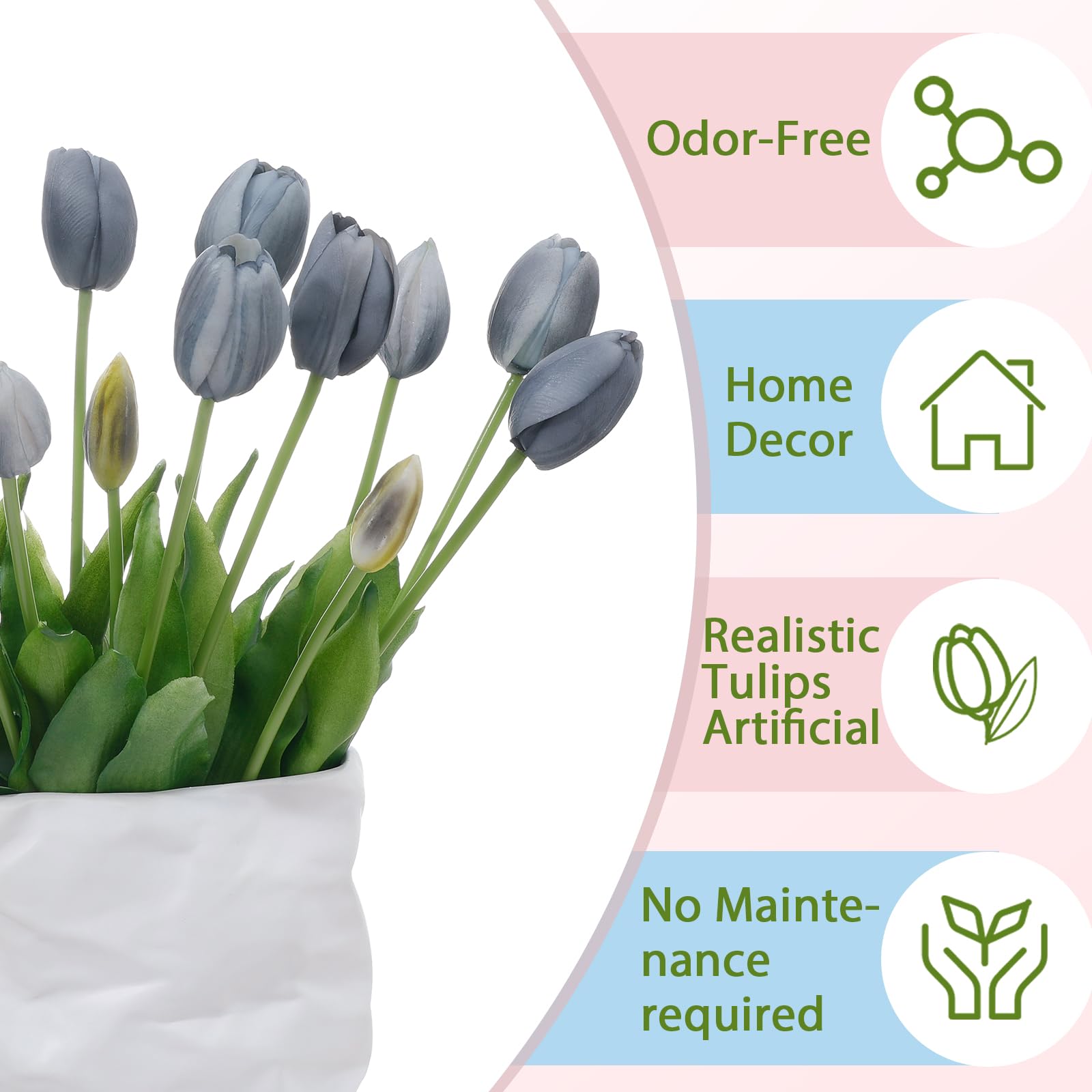 LINSIE orange tulips showing snap-on petals feature for quick restoration.