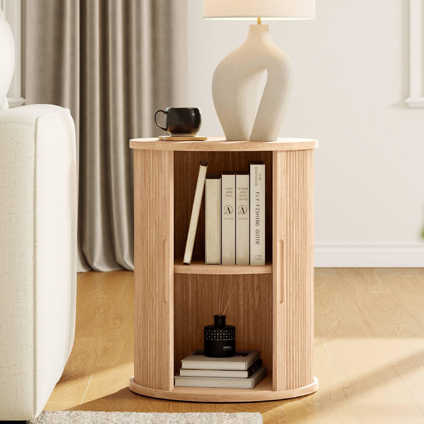LINSY HOME curved silhouette end table enhances living room charm