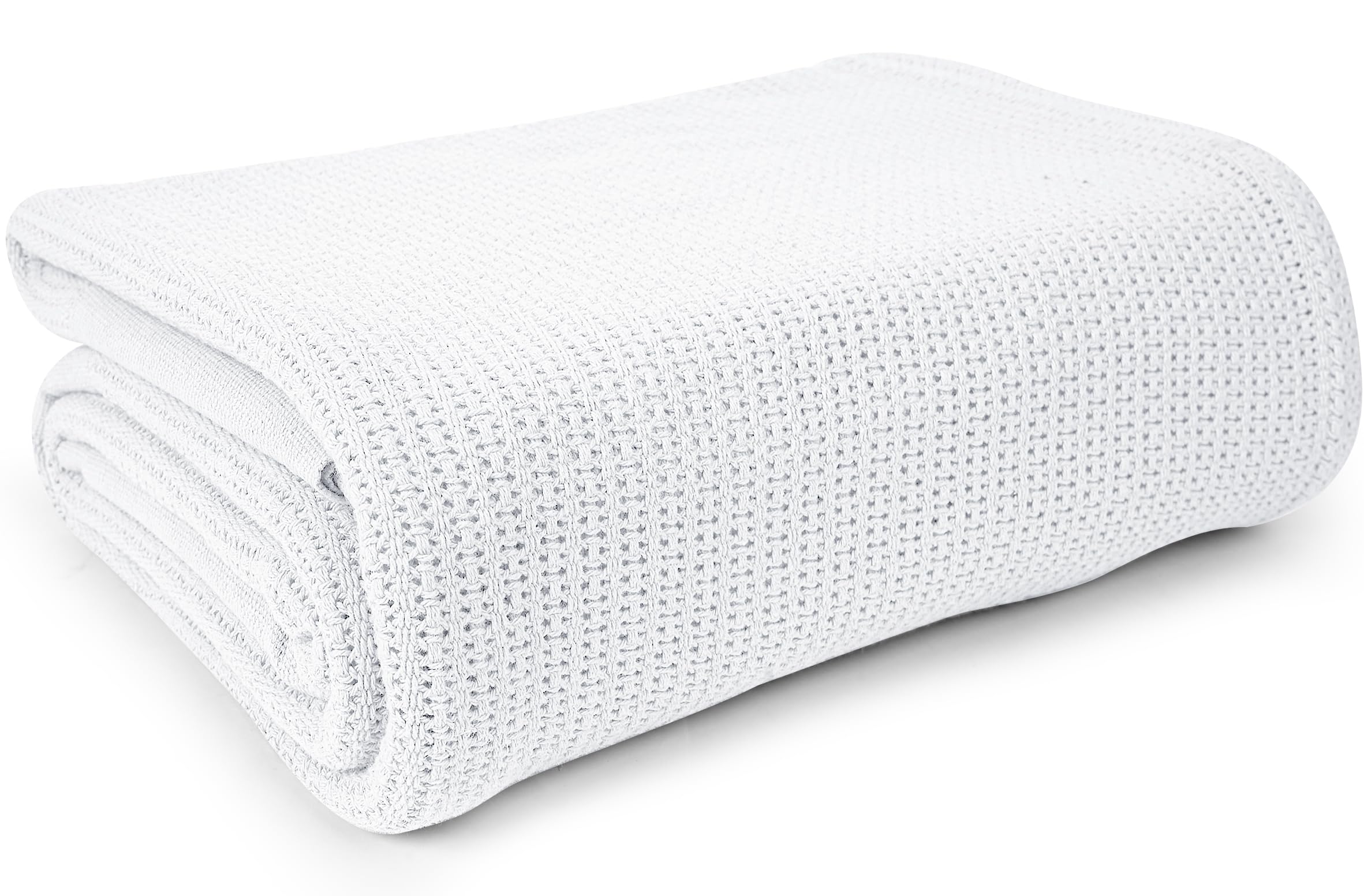 Linteum Textile Supply white hospital blanket close-up texture shows soft 100% cotton.