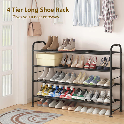 LINZINAR front view shows wide shelves ideal for sneakers and boots.