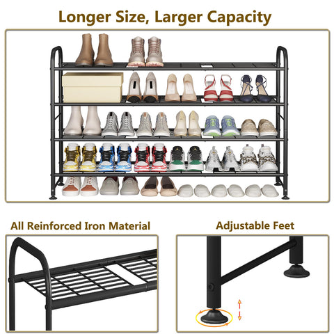 LINZINAR raised base creates extra under shelf storage for shoes.