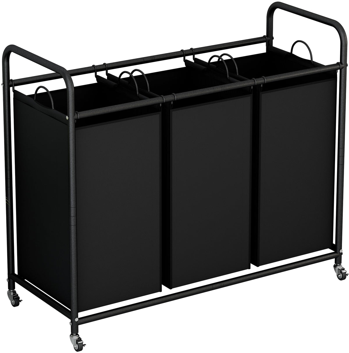 LINZINAR 3-bag laundry basket in black for organized sorting.
