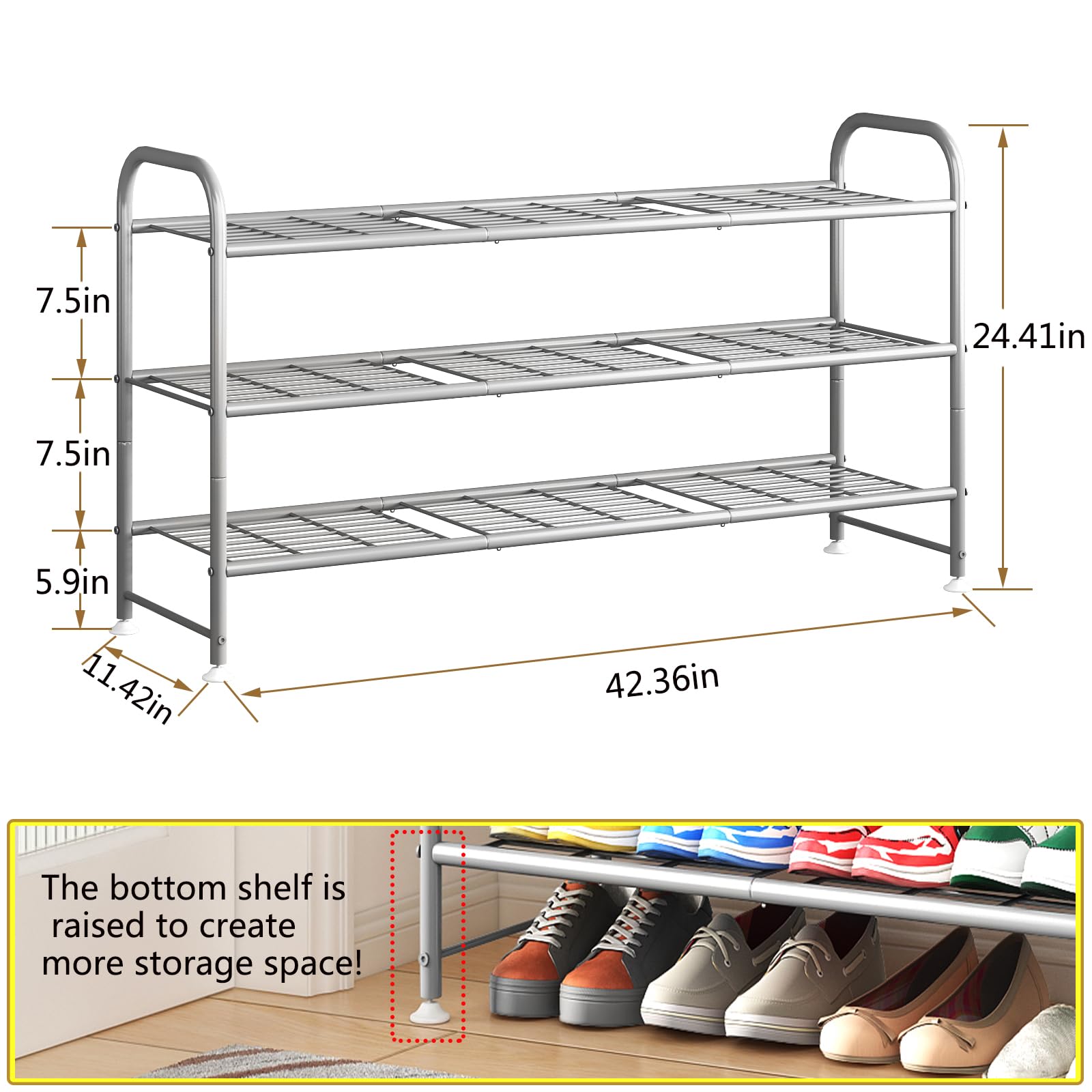 LINZINAR adjustable feet stabilizing the rack on an uneven floor