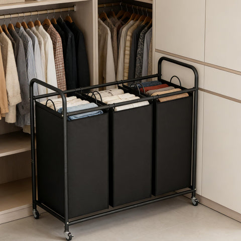 LINZINAR removable laundry bags with handles for easy transport.