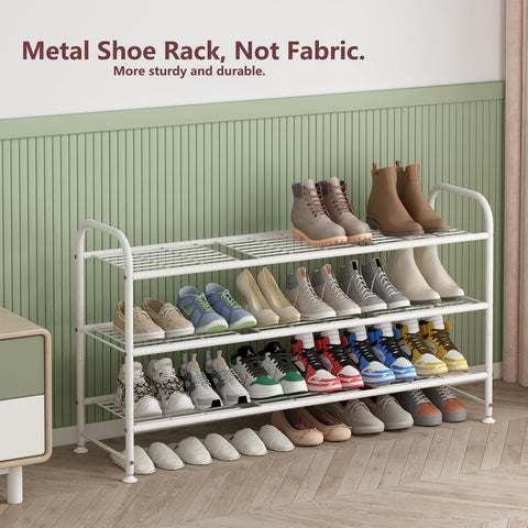 LINZINAR shoe rack in a neat entryway with shoes ready.