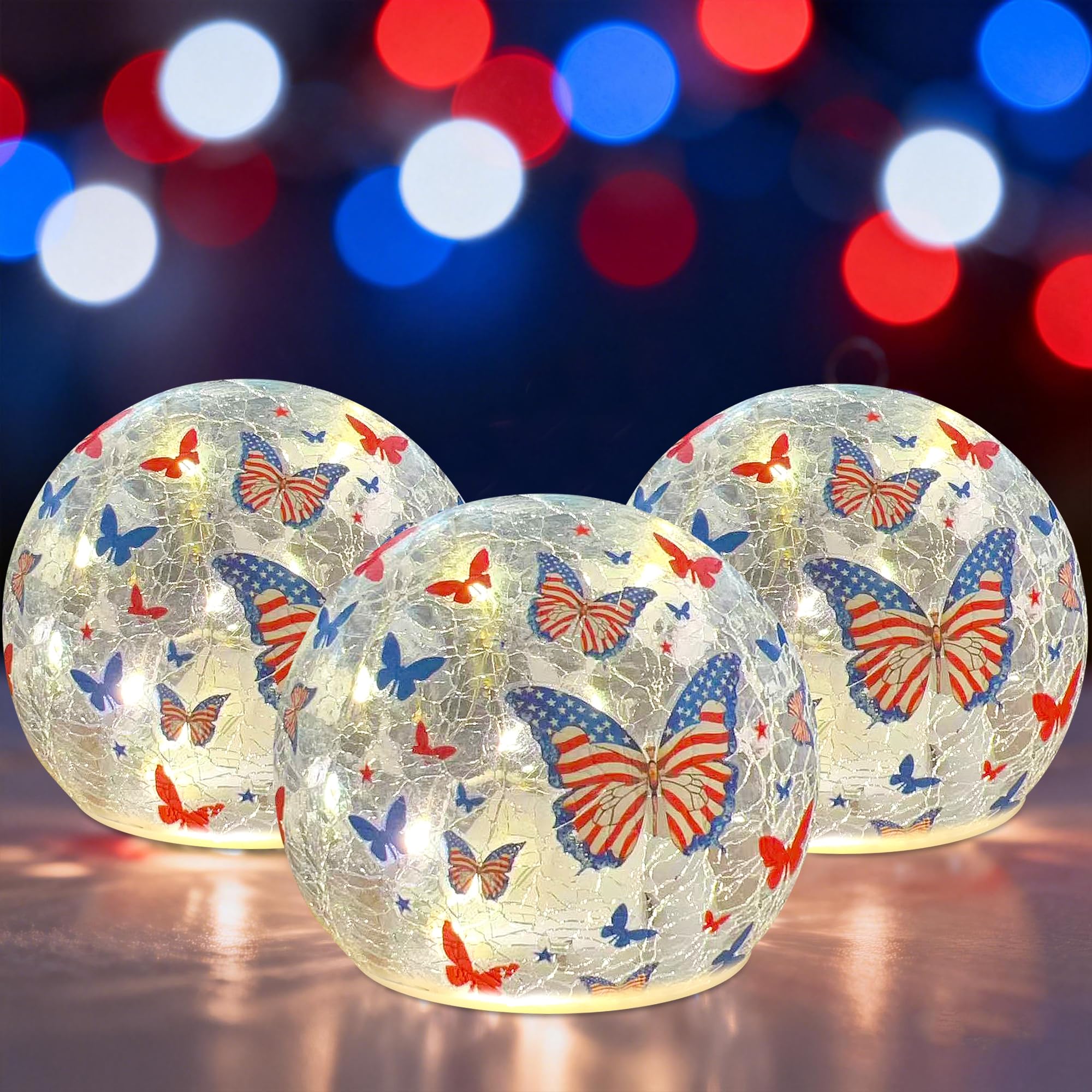 Liooty crackled glass butterfly ball night light brightens living rooms
