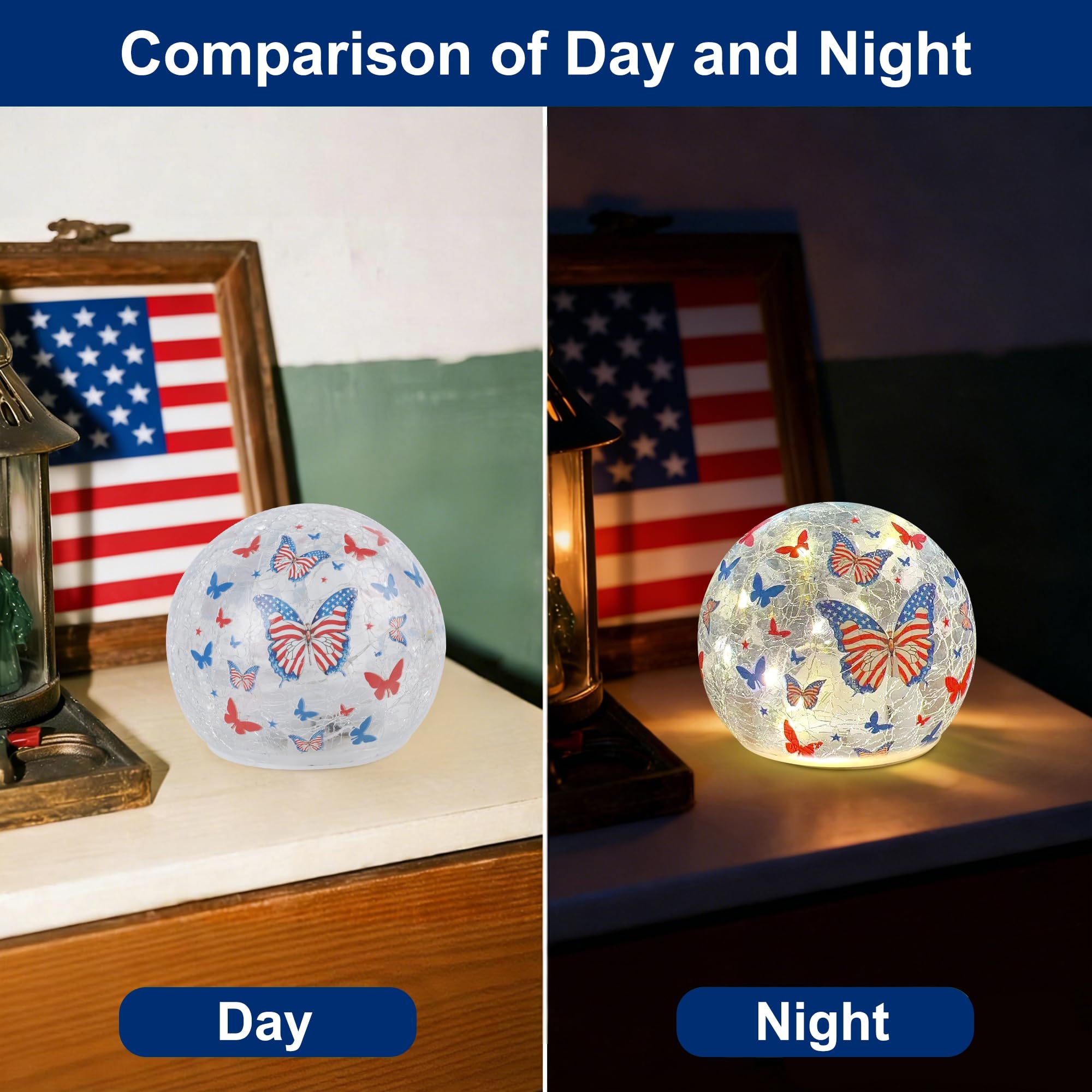 Liooty Independence Day decoration glows on mantel or entryway
