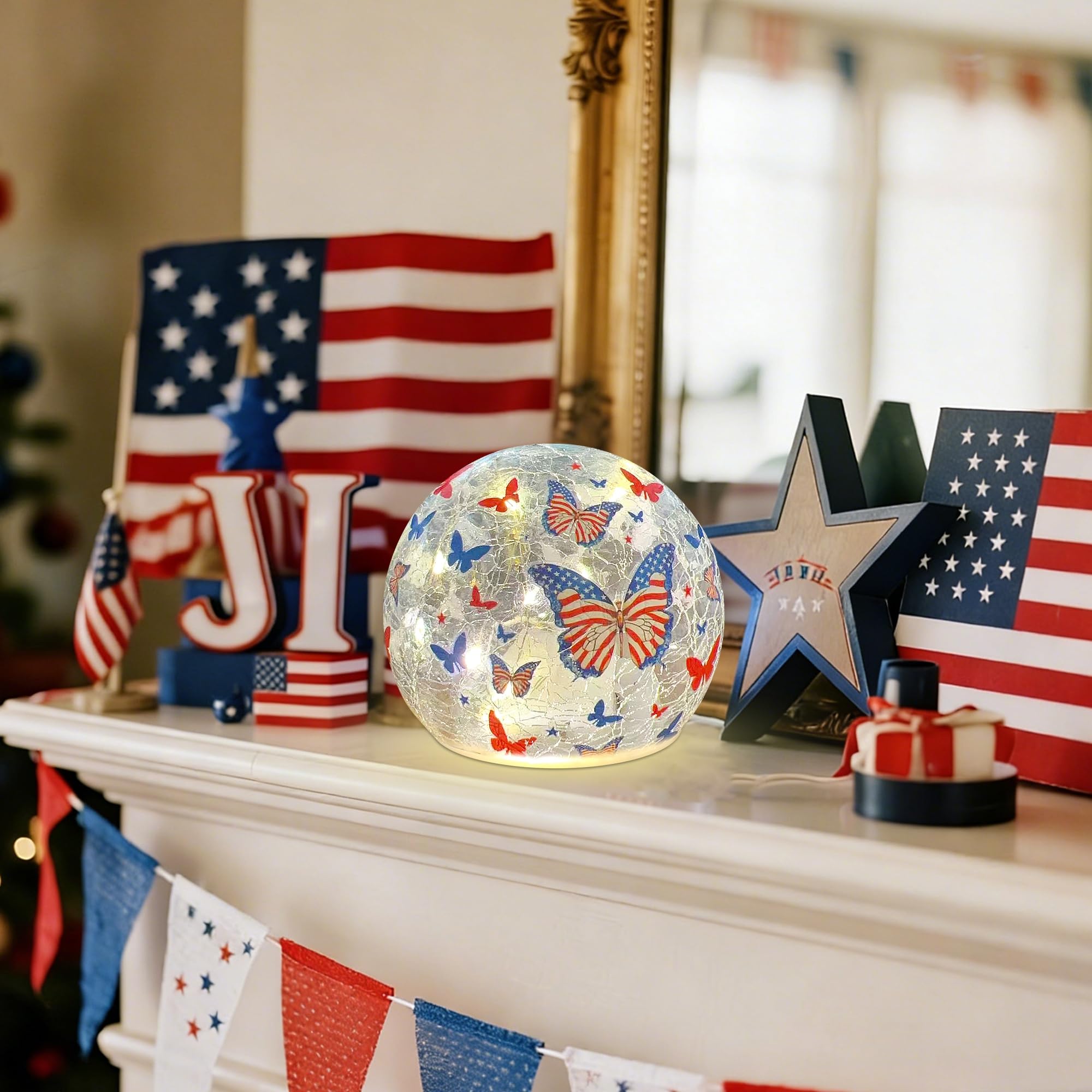 Liooty crackled glass butterfly ball brings decorative charm indoors or outdoors