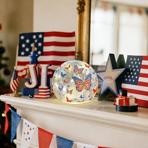 Liooty crackled glass butterfly ball brings decorative charm indoors or outdoors
