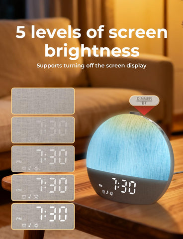 LIORQUE Sunrise Alarm Clock easy snooze with adjustable interval.