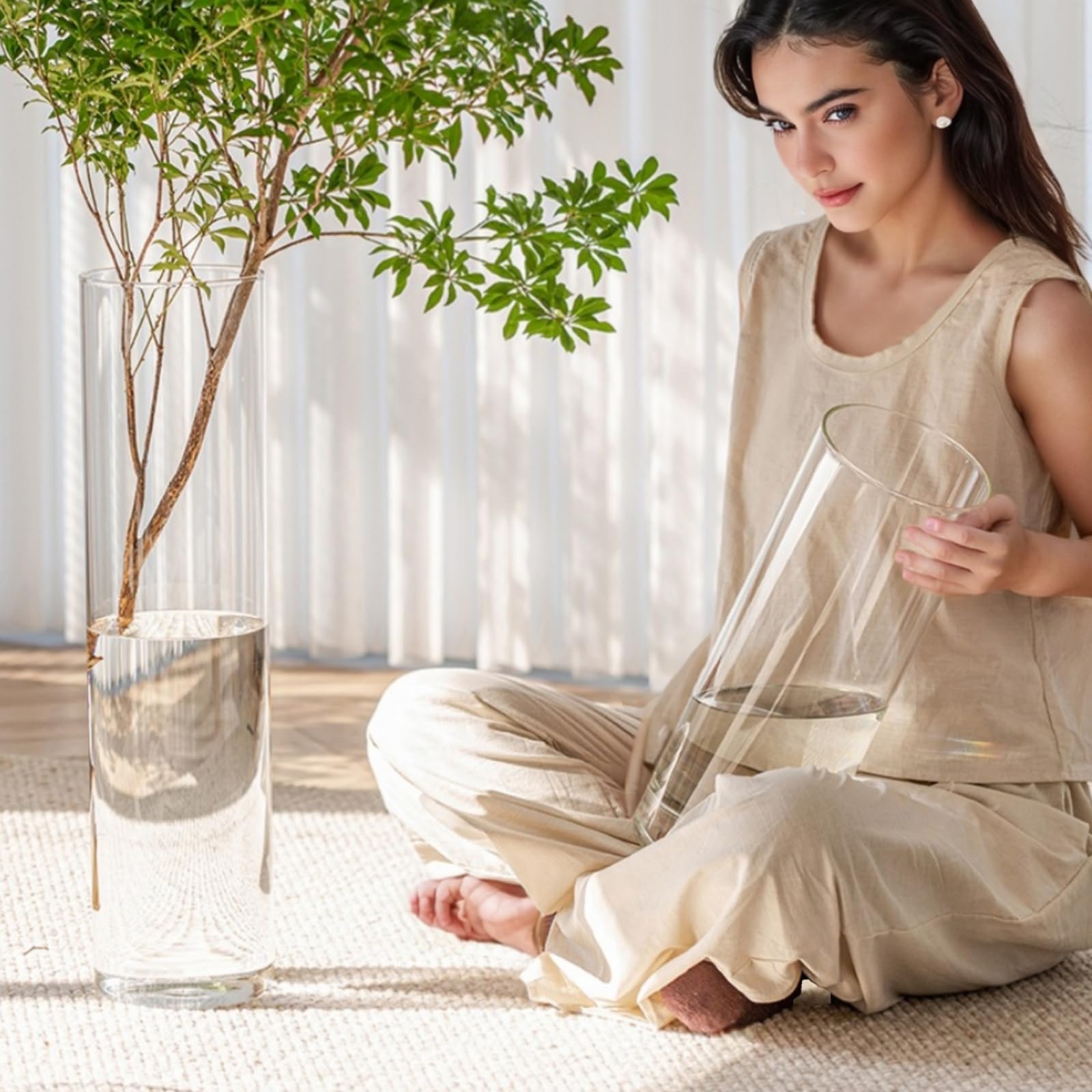 Liotww large clear vase floor display, perfect centerpiece for weddings and events.