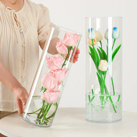 Liotww medium vase with clear cylinder and floor display for versatile decor.