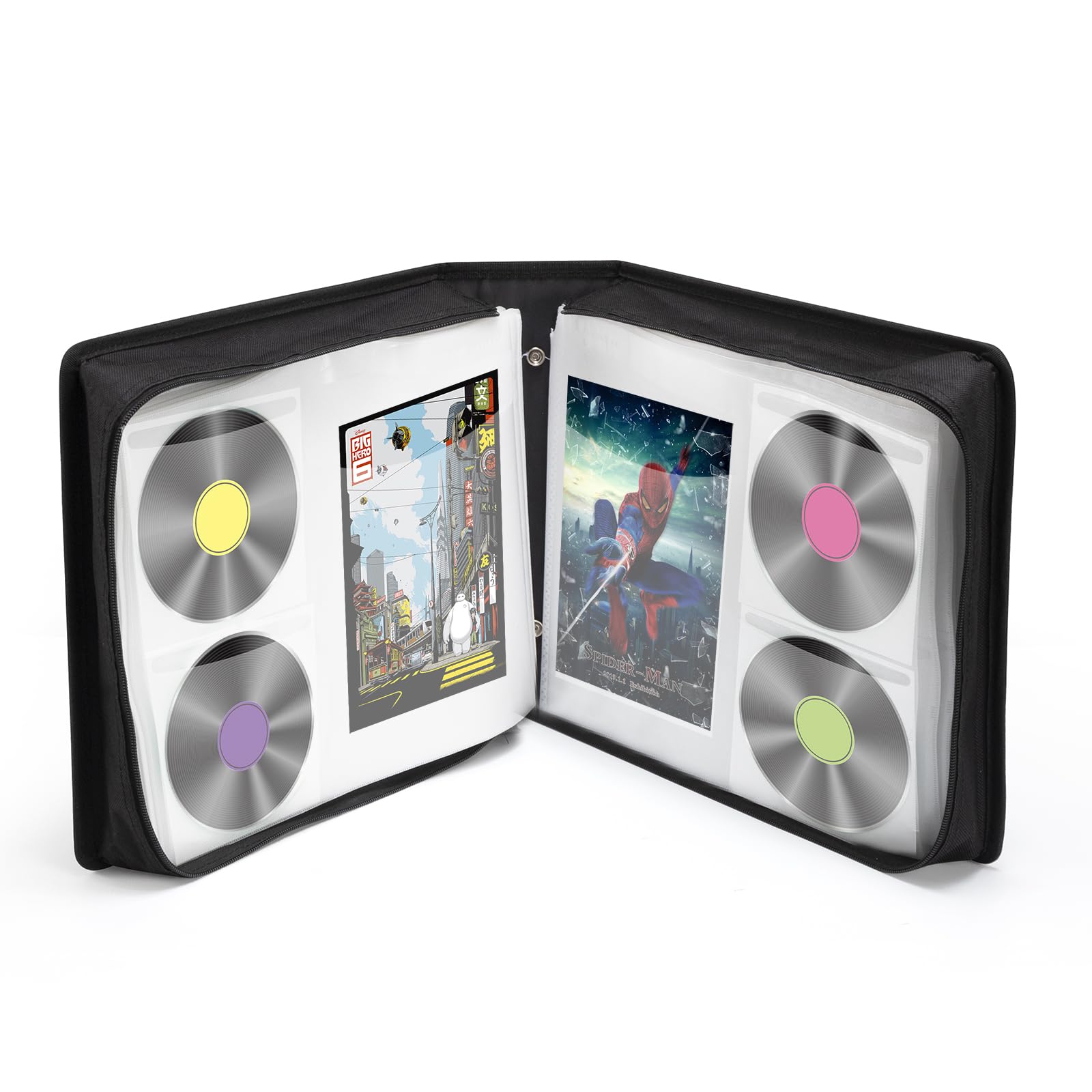 LIOVODE DVD Case in black, front view, sturdy portable media storage.