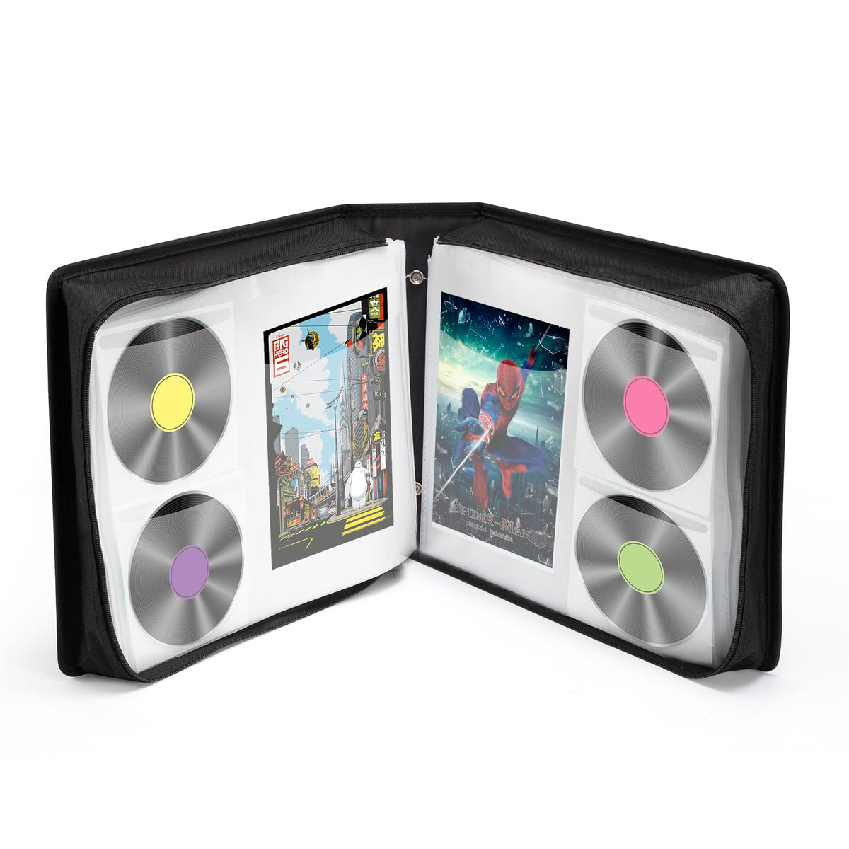 LIOVODE DVD Case in black, front view, sturdy portable media storage.