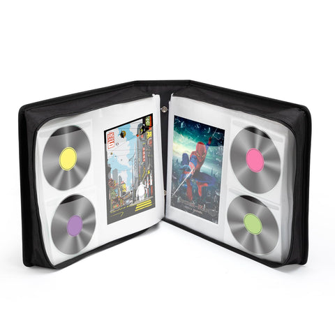 LIOVODE DVD Case in black, front view, sturdy portable media storage.