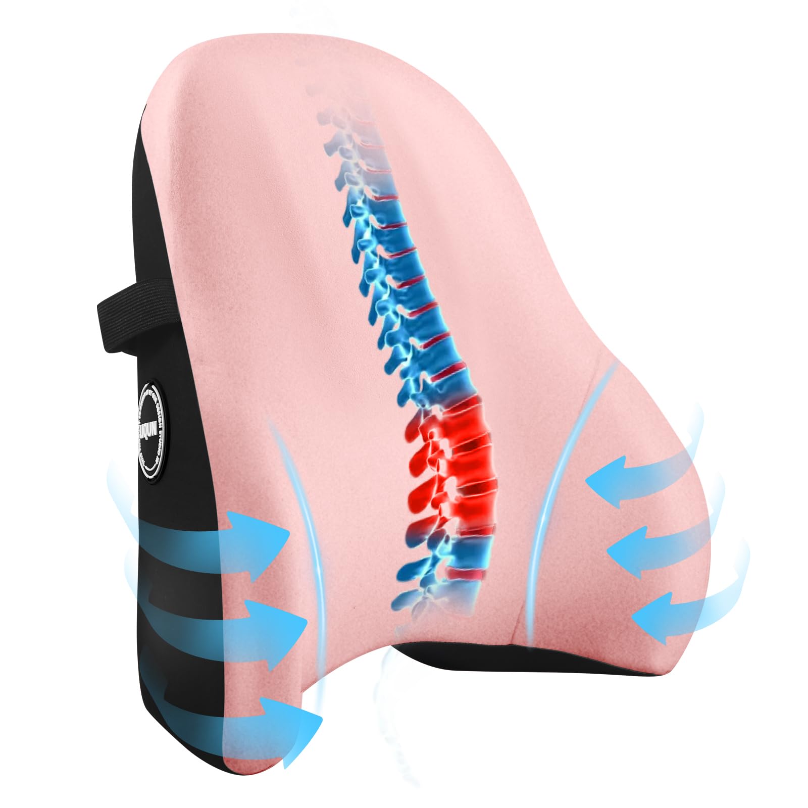 LIQUN lumbar pillow on an office chair providing firm back support