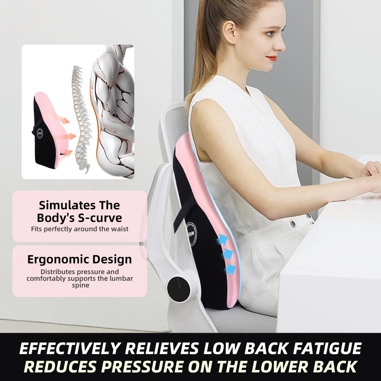 LIQUN lumbar pillow for car seat supports lower back during commutes